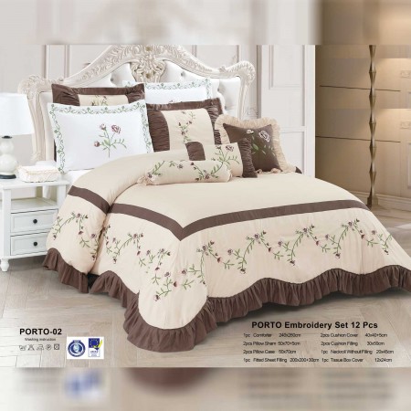 Milanobedlinen Comforter Porto Embroidery 12pcs Set