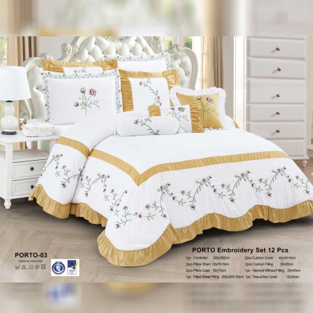 Milanobedlinen Comforter Porto Embroidery 12pcs Set