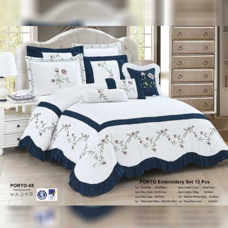 Milanobedlinen Comforter Porto Embroidery 12pcs Set